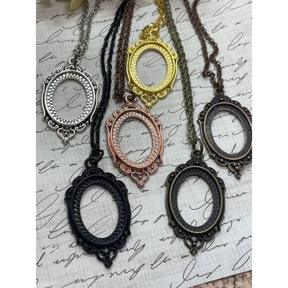 Silver Blk Red Gothic Crow Raven Rose Skull Wedding Party Jewelry necklace Cameo - Picture 9 of 13